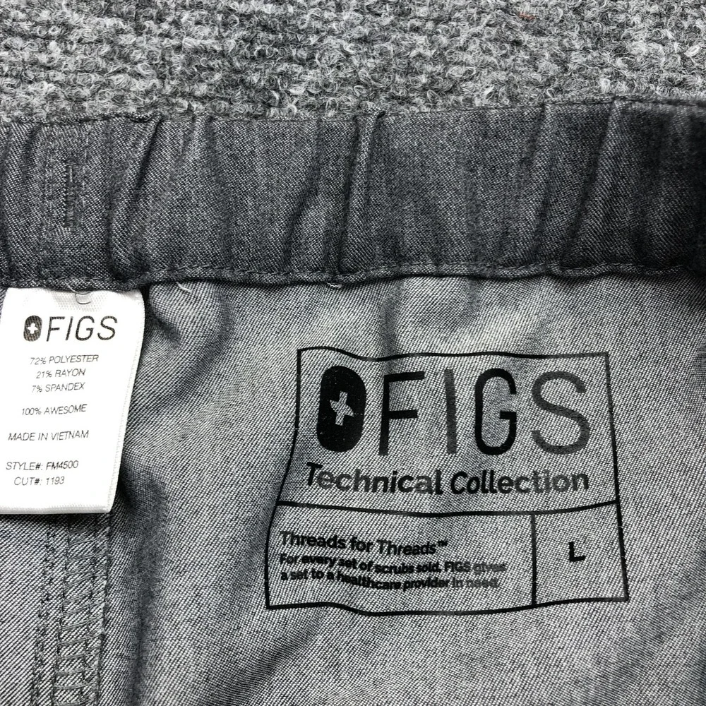 FIGS Scrub Pants Mens Large Gray Technical Collection Elastic Waist Drawstring